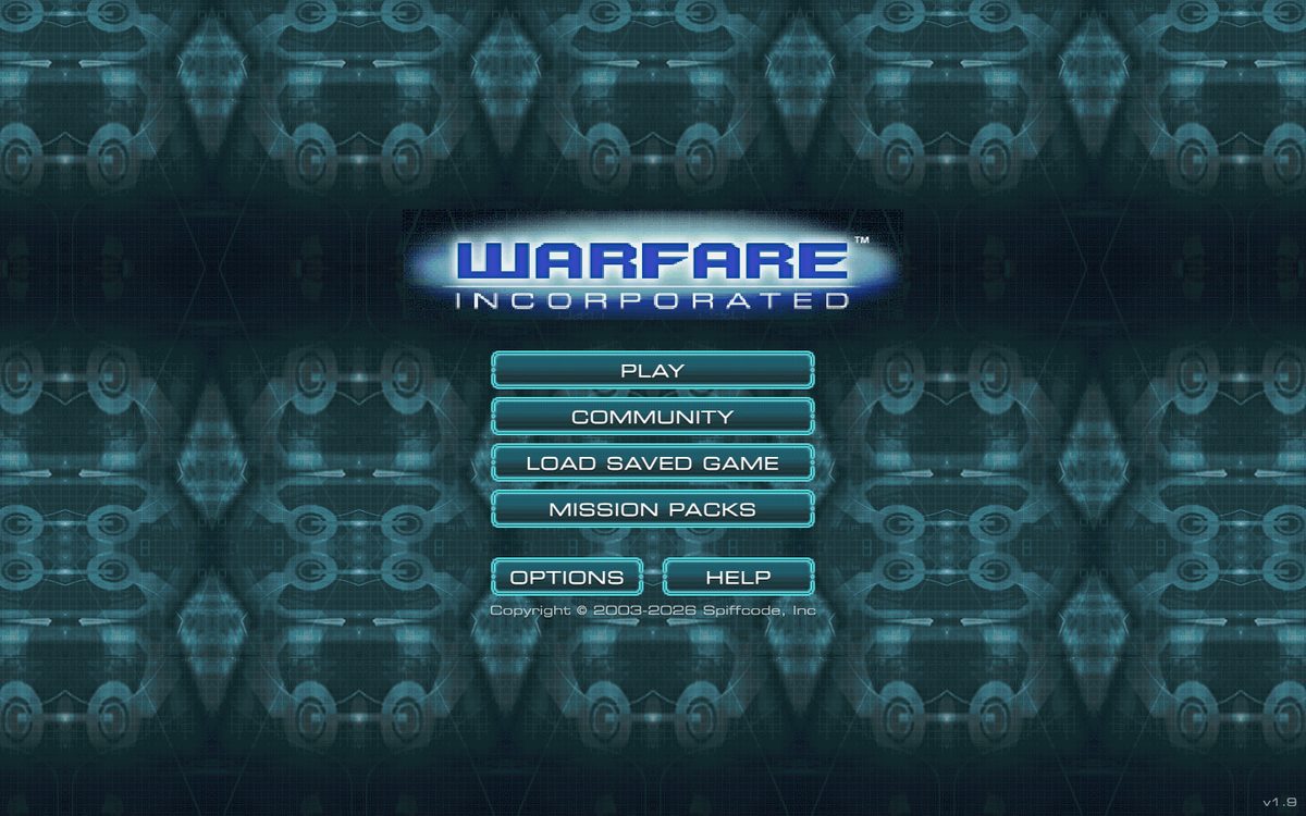 The Warfare Incorporated title screen in a browser.